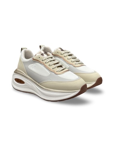 Keys K-13513 sneakers donna in pelle/tessuto beige