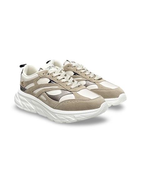 Keys K-13491 sneakers donna in pelle/camoscio beige