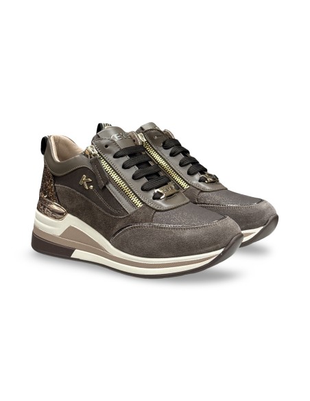 Keys K-13383 sneakers donna in camoscio/glitter marrone