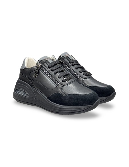 Keys K-13610 sneakers donna in pelle/camoscio nero