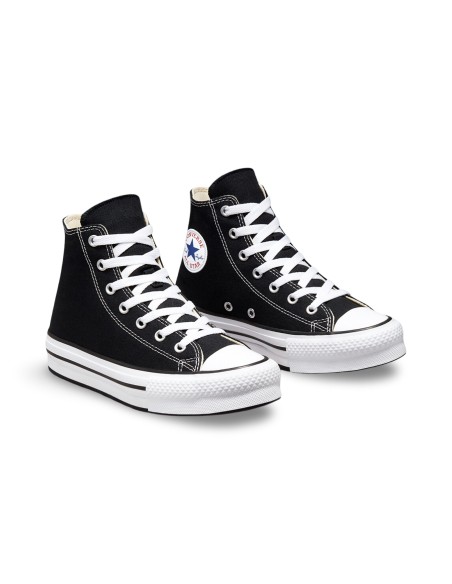 Converse Ctas Eva Lift HI 372859C sneakers bambino in tessuto black/white/black