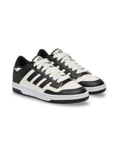 Adidas Rapid Court Low J JR0166 sneakers unisex da ragazzo in pelle bianco/nero