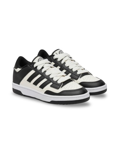 Adidas Rapid Court Low J JR0166 sneakers unisex da ragazzo in pelle bianco/nero