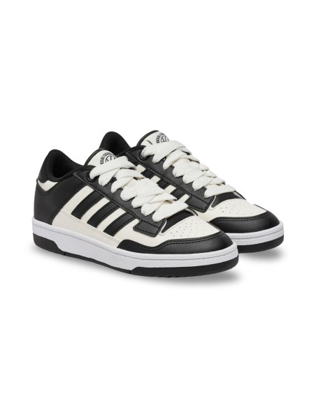 Adidas Rapid Court Low J JR0166 sneakers unisex da ragazzo in pelle bianco/nero