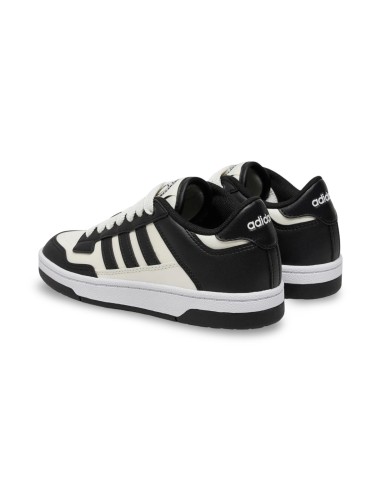 Adidas Rapid Court Low J JR0166 sneakers unisex da ragazzo in pelle bianco/nero