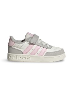 Adidas Breakbase C KJ9593 sneakers bambina in pelle bianco/rosa/grigio