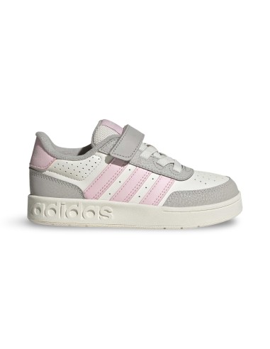 Adidas Breakbase C KJ9593 sneakers bambina in pelle bianco/rosa/grigio