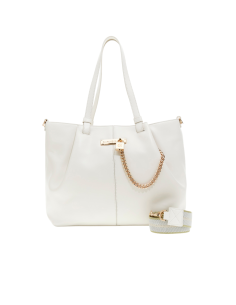 Cafe' Noir C3RF1011 Borsa shopping donna in pelle avorio/oro