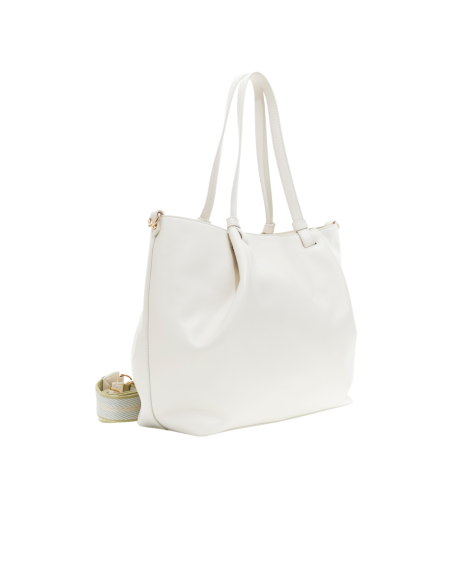 Cafe' Noir C3RF1011 Borsa shopping donna in pelle avorio/oro