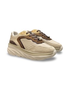 Keys K-13500 sneakers donna in pelle/camoscio beige/marrone 2