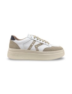 Keys K-13860 sneakers donna in pelle/camoscio bianco/beige