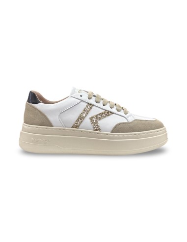 Keys K-13860 sneakers donna in pelle/camoscio bianco/beige