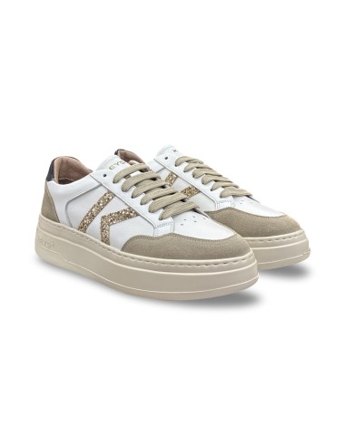 Keys K-13860 sneakers donna in pelle/camoscio bianco/beige