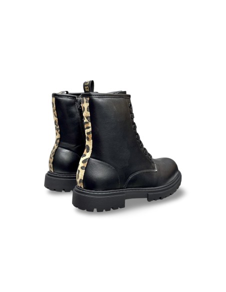 Laura Biagiotti Kids 10132 stivaletti bambina in pelle nero/leopardato