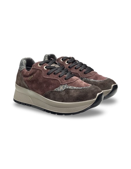 Igi&Co 2173311 sneakers donna in camoscio testa di moro/vino