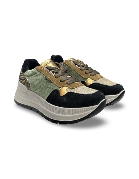 Igi&Co 2175100 sneakers donna camoscio/velluto verde/nero