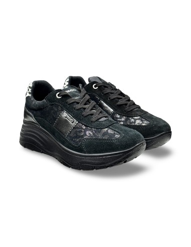 Igi&Co 8682700 sneakers donna in pelle /camoscio nero/leopardato