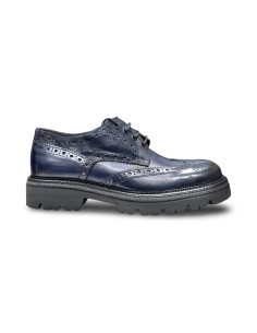 Exton 8460 scarpe stringate uomo in pelle blu/jeans
