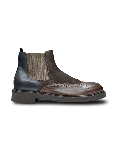 Exton 445 stivaletti uomo in pelle/camoscio marrone/terra