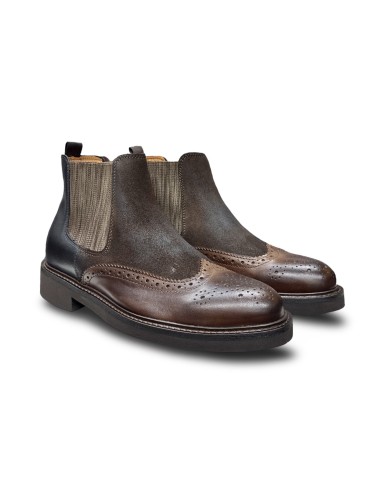 Exton 445 stivaletti uomo in pelle/camoscio marrone/terra