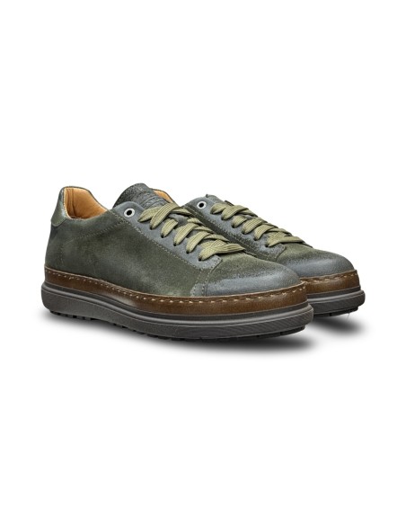 Exton 554 sneakers uomo in pelle verde foresta