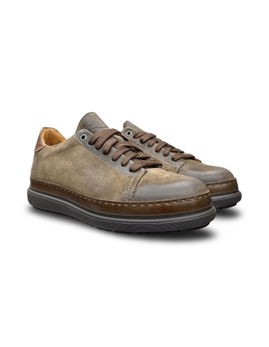 Exton 554 sneakers uomo in pelle tabacco
