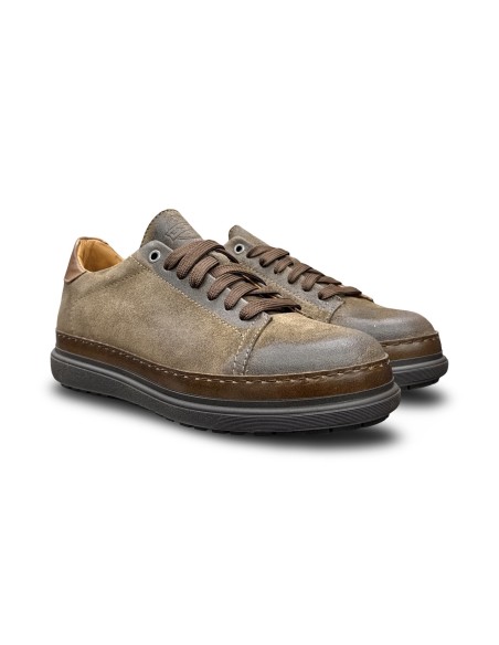 Exton 554 sneakers uomo in pelle tabacco