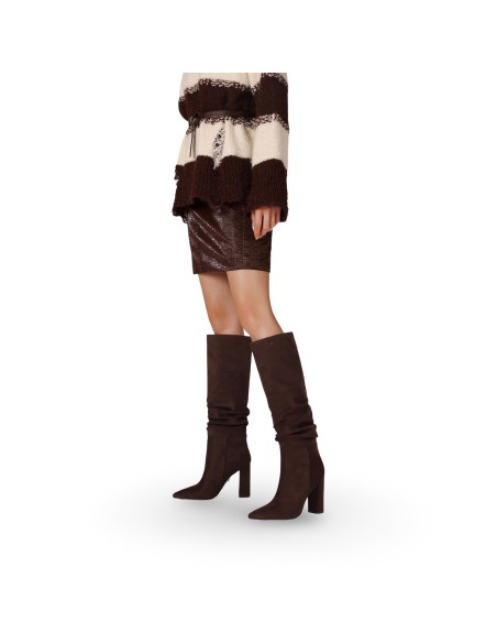 Queen Helena K5117 stivali donna in camoscio caffe'