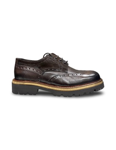 Exton 8460 scarpe stringate uomo in pelle color terra
