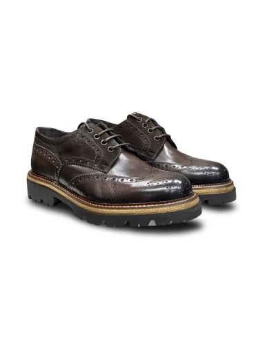 Exton 8460 scarpe stringate uomo in pelle color terra