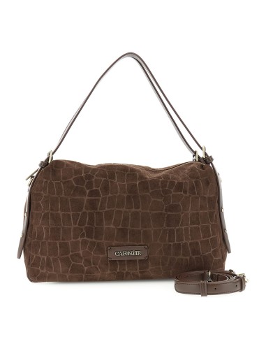 Cafe' Noir C3NM1106 borsa donna effetto suede testa di moro