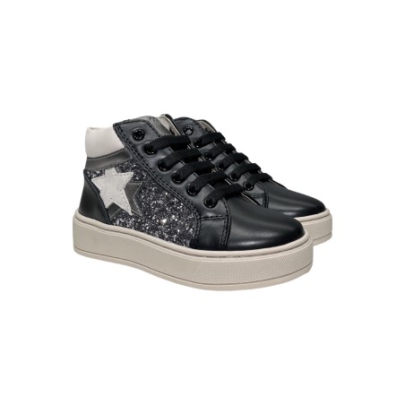 Balducci Kids KIAB1093 sneakers bambina in pelle nero glitter