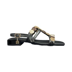 LAURA BIAGIOTTI 8495 sandali donna con tacco in pelle nero