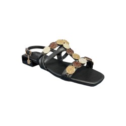 LAURA BIAGIOTTI 8495 sandali donna con tacco in pelle nero 2