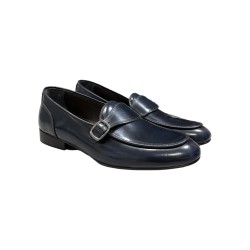 Ferrino Milano G03CU mocassini uomo in pelle abrasivato blu
