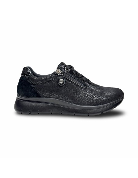 Enval Soft 2276100 sneakers donna in tessuto elastico nero