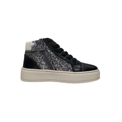 Balducci Kids KIAB1093 sneakers bambina in pelle nero glitter 2