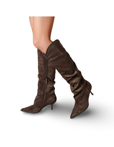 Flyfor JH28260 stivali donna in velluto marrone