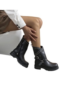 Flyfor JH28030 stivaletti donna in pelle nero