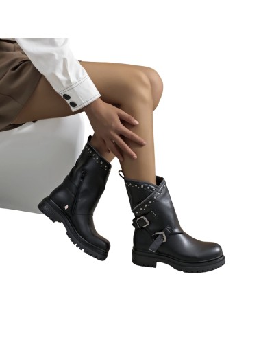 Flyfor JH28030 stivaletti donna in pelle nero