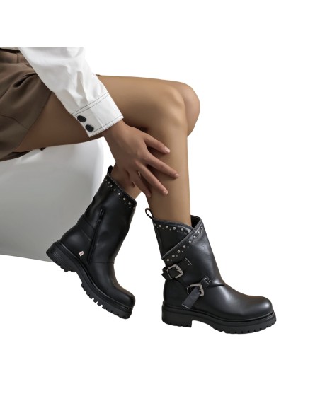 Flyfor JH28030 stivaletti donna in pelle nero