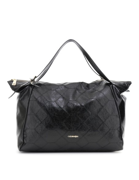 Cafe' Noir C3WB0904 borsa donna effetto pelle metallizzato nero