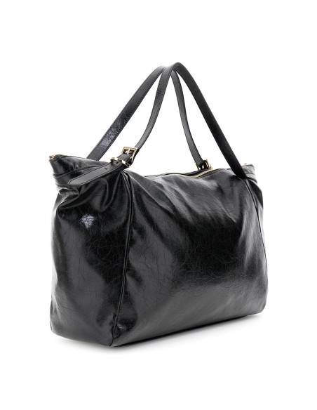 Cafe' Noir C3WB0904 borsa donna effetto pelle metallizzato nero