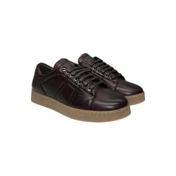 Exton 395 sneakers uomo in pelle color testa di moro scuro