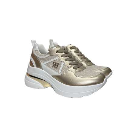 Renato Balestra RB2531 sneakers donna in similpelle e tessuto gold