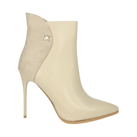 Laura Biagiotti 8320 stivaletti donna con tacco in pelle e camoscio nude