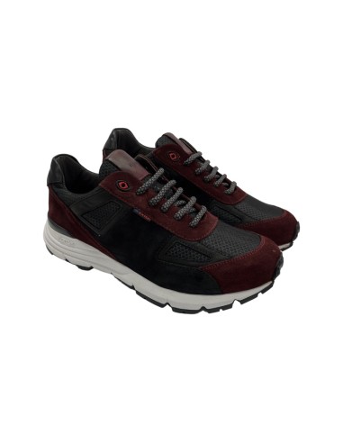 EXTON 627 sneakers uomo in camoscio color vino e nero Exton - 1 Exton scarpe casual uomo scamosciato nero barolo con fondo vibra