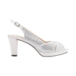 Queen Helena S2877 sandali donna in raso argento