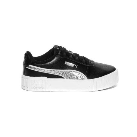 Puma Carina 2.0 Glitzy PS 386183 02 sneakers bambina in pelle nero e argento