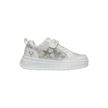 Primigi 6972100 sneakers bambina in nappa bianco lurex